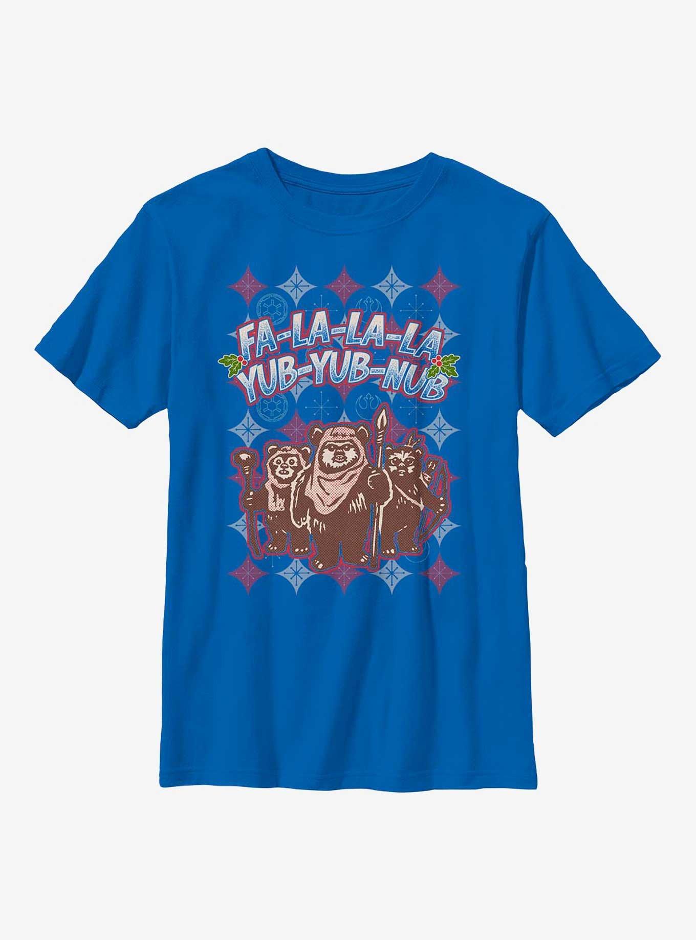 Star Wars Ewok Holiday Festivities Youth T-Shirt, ROYAL, hi-res