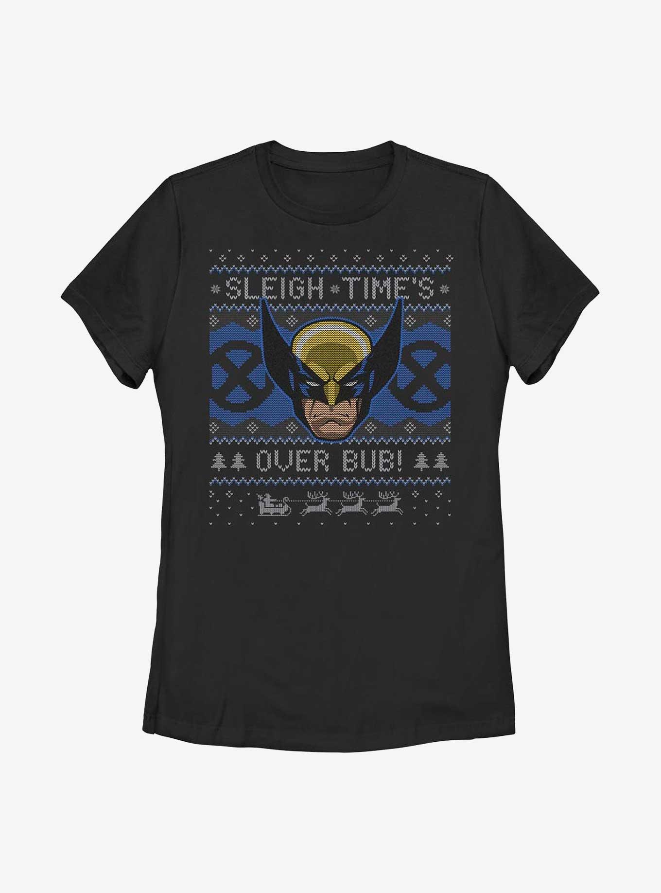 Marvel X-Men Wolverine Ugly Christmas Womens T-Shirt, BLACK, hi-res