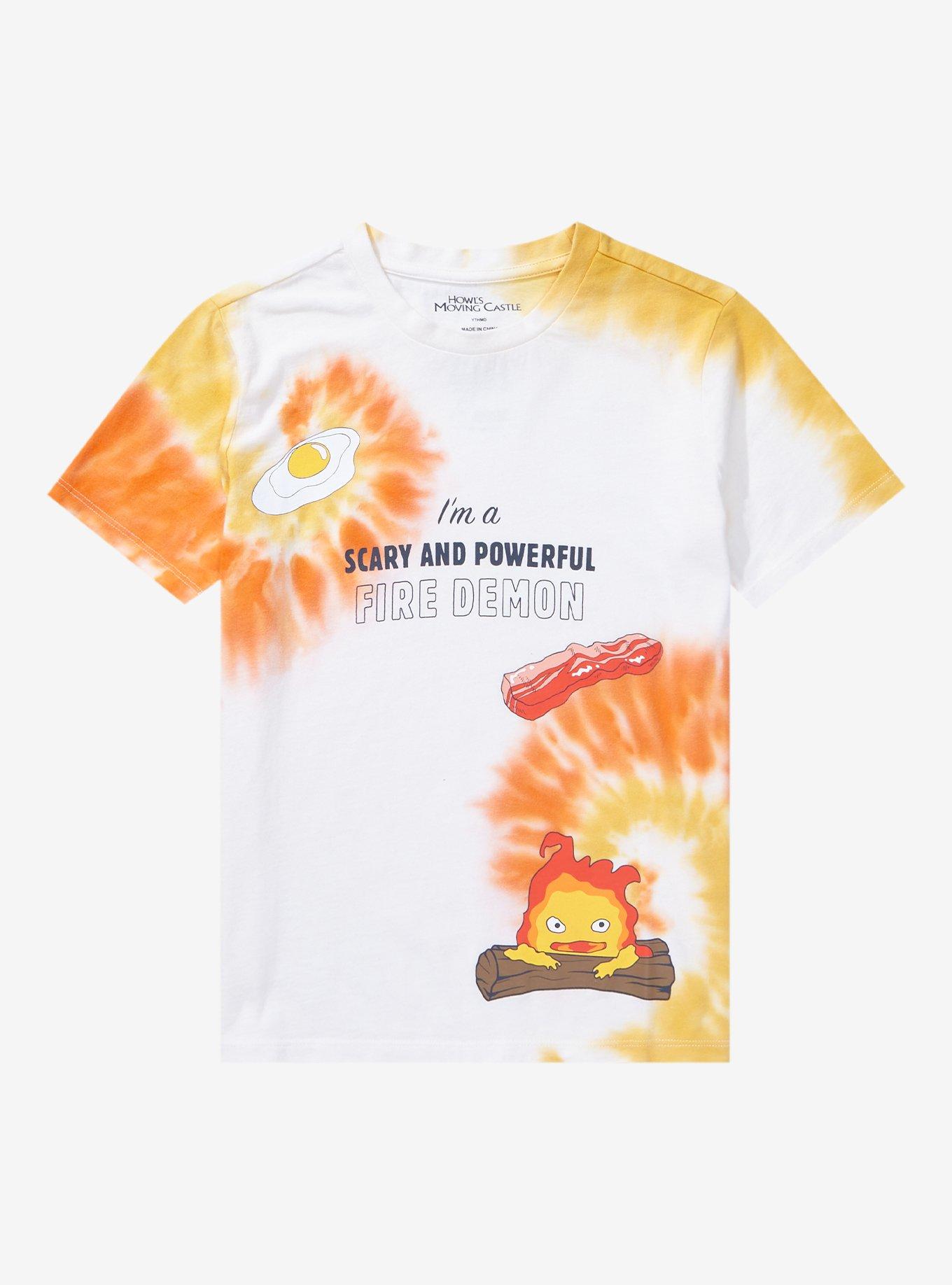 Studio Ghibli Howl's Moving Castle Calcifer Tie-Dye Youth T-Shirt - BoxLunch Exclusive, BEIGE, hi-res