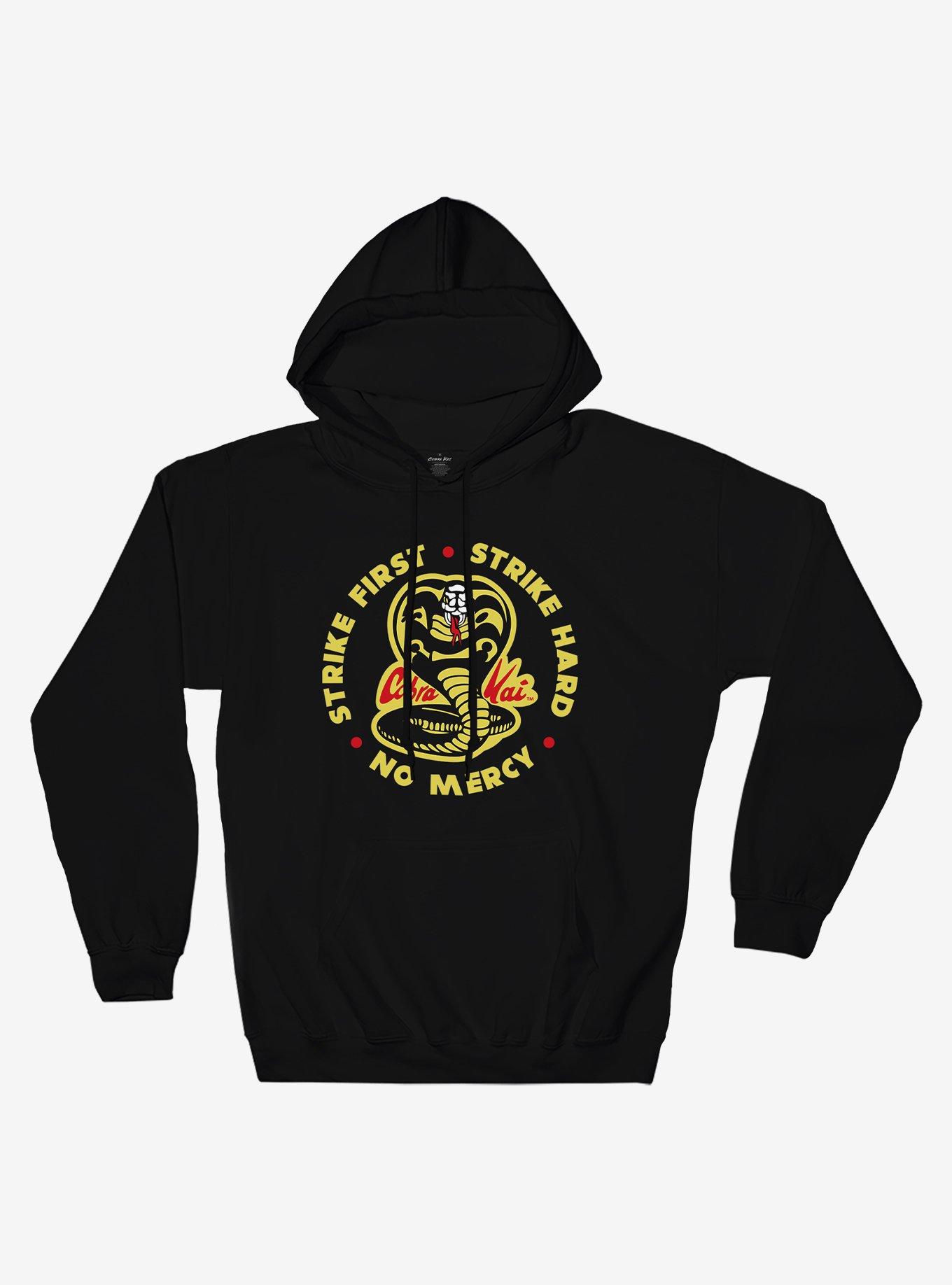 Cobra Kai Snake Slogan Hoodie, BLACK, hi-res