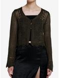 Thorn & Fable Olive Knit Girls Cardigan, FOREST GREEN, hi-res