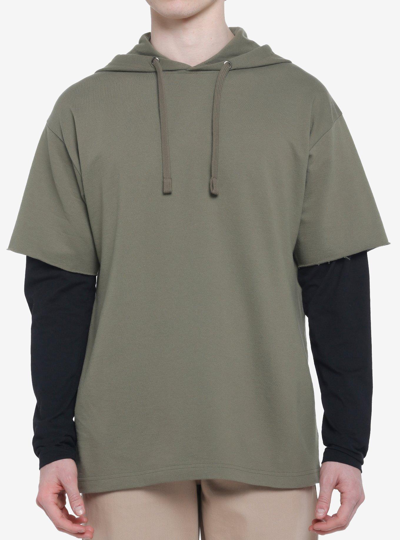 Green & Black Twofer Hoodie, GREEN, hi-res