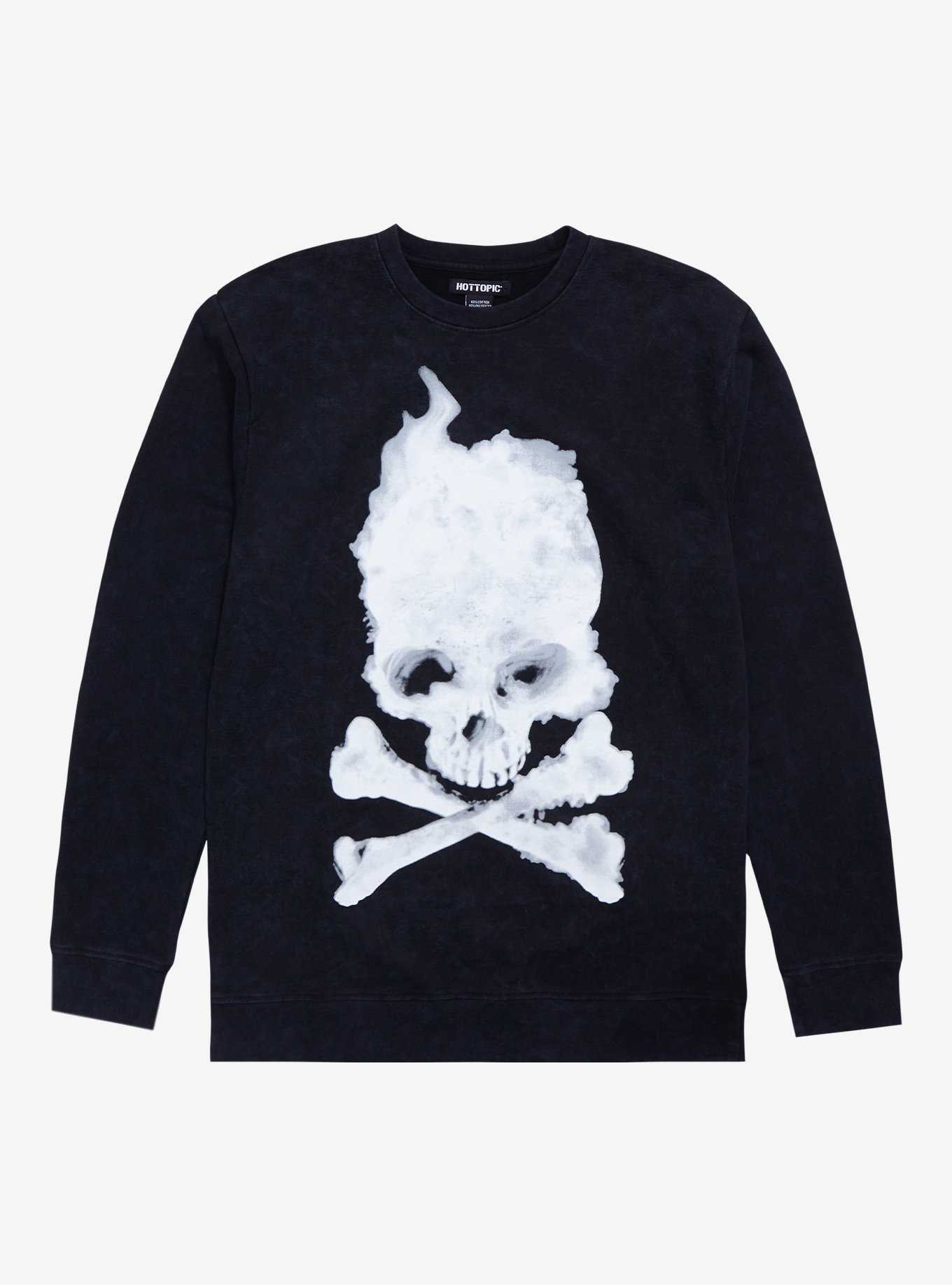 Blurry Skull & Crossbones Crewneck Sweater, , hi-res