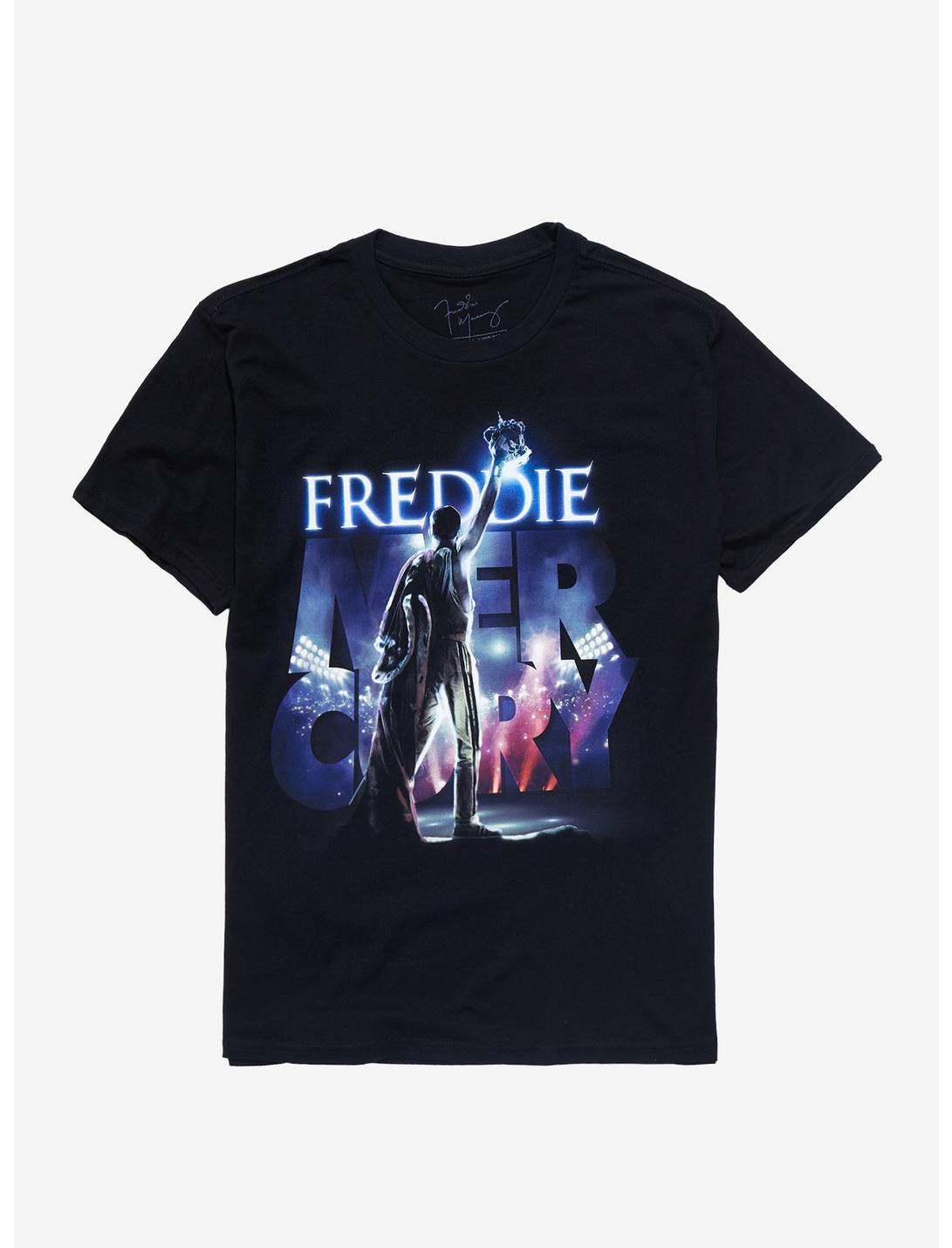 Queen Freddie Mercury On Stage Boyfriend Fit Girls T-Shirt, BLACK, hi-res