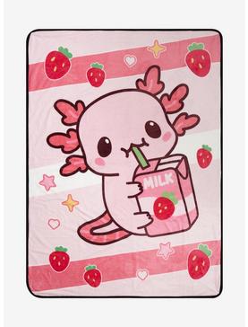 Strawberry Milk Axolotl Plush Throw, , hi-res