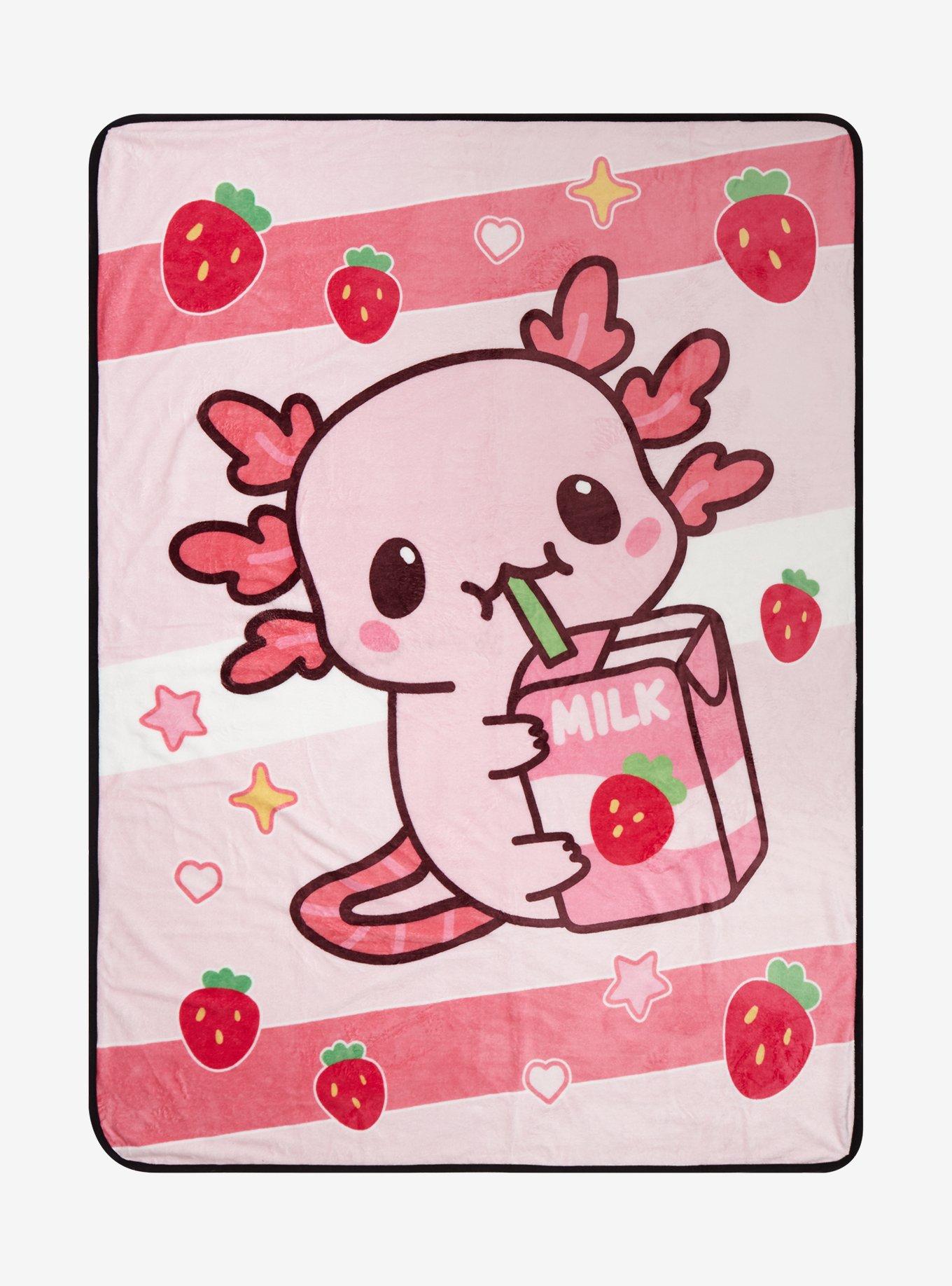 Strawberry Milk Axolotl Plush Throw, , hi-res
