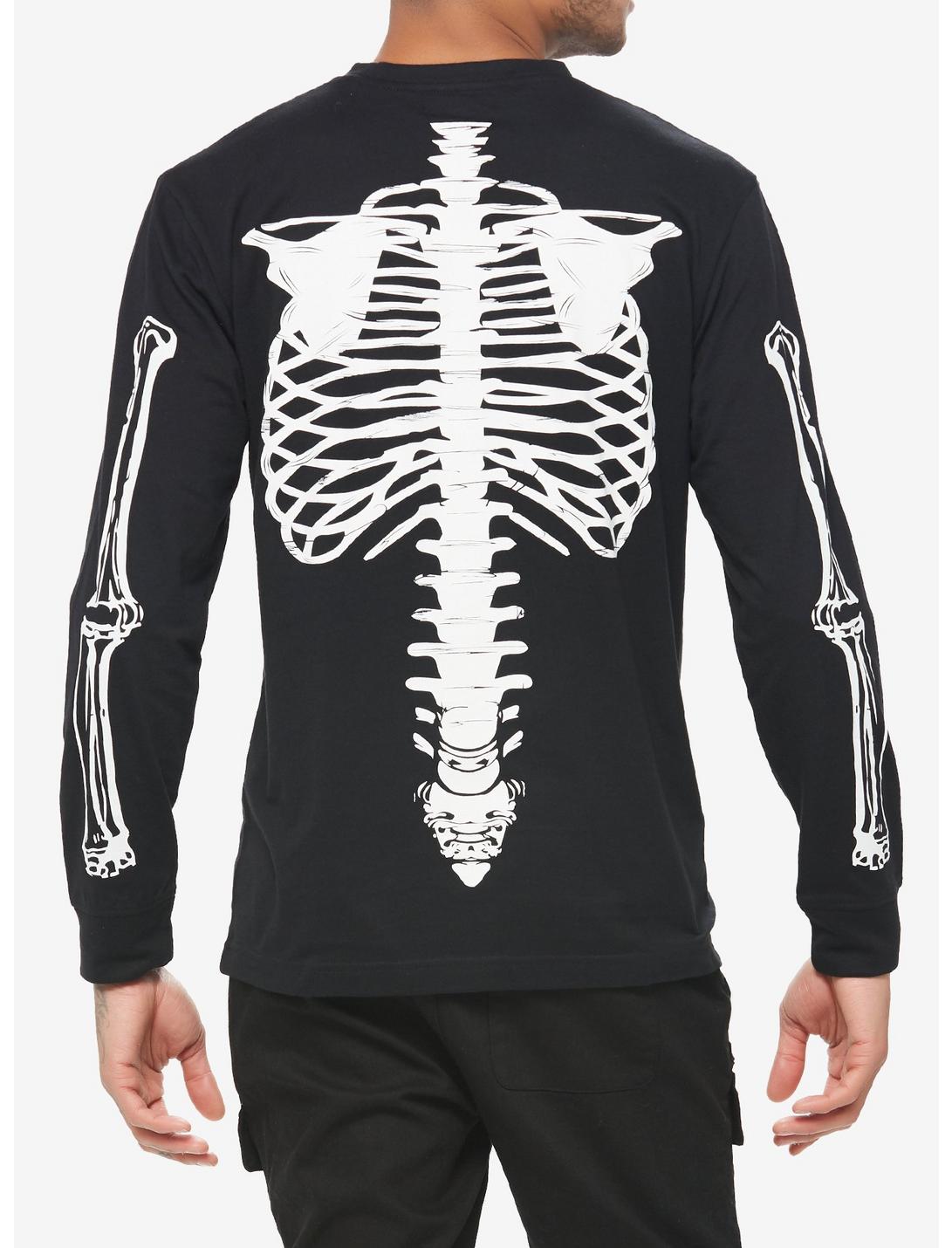 Skeleton Torso Long-Sleeve T-Shirt, BLACK, hi-res