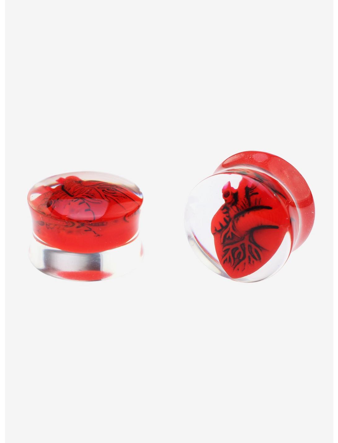 Acrylic Anatomical Heart Plug 2 Pack, CLEAR, hi-res