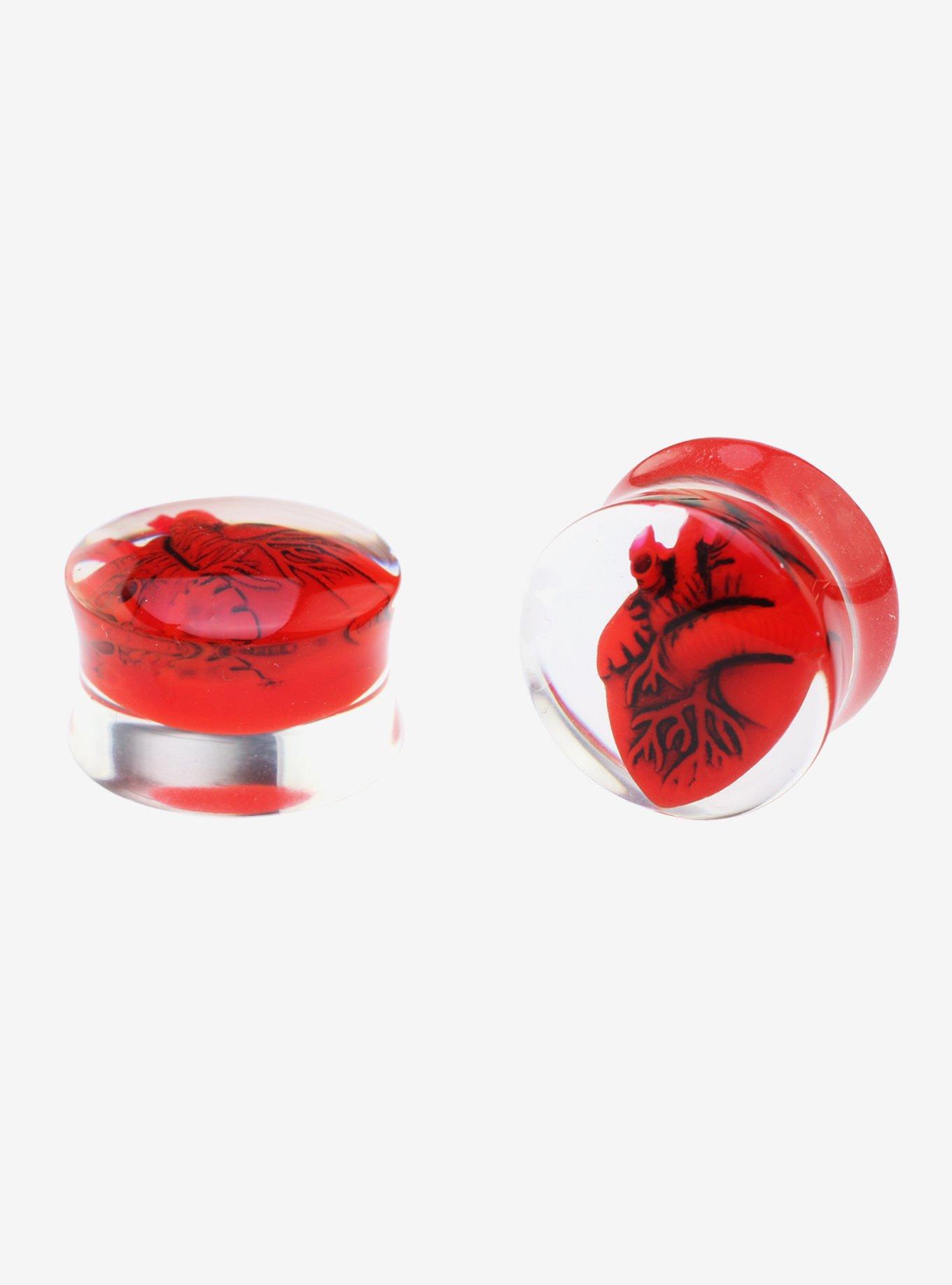 Acrylic Anatomical Heart Plug 2 Pack, CLEAR, hi-res
