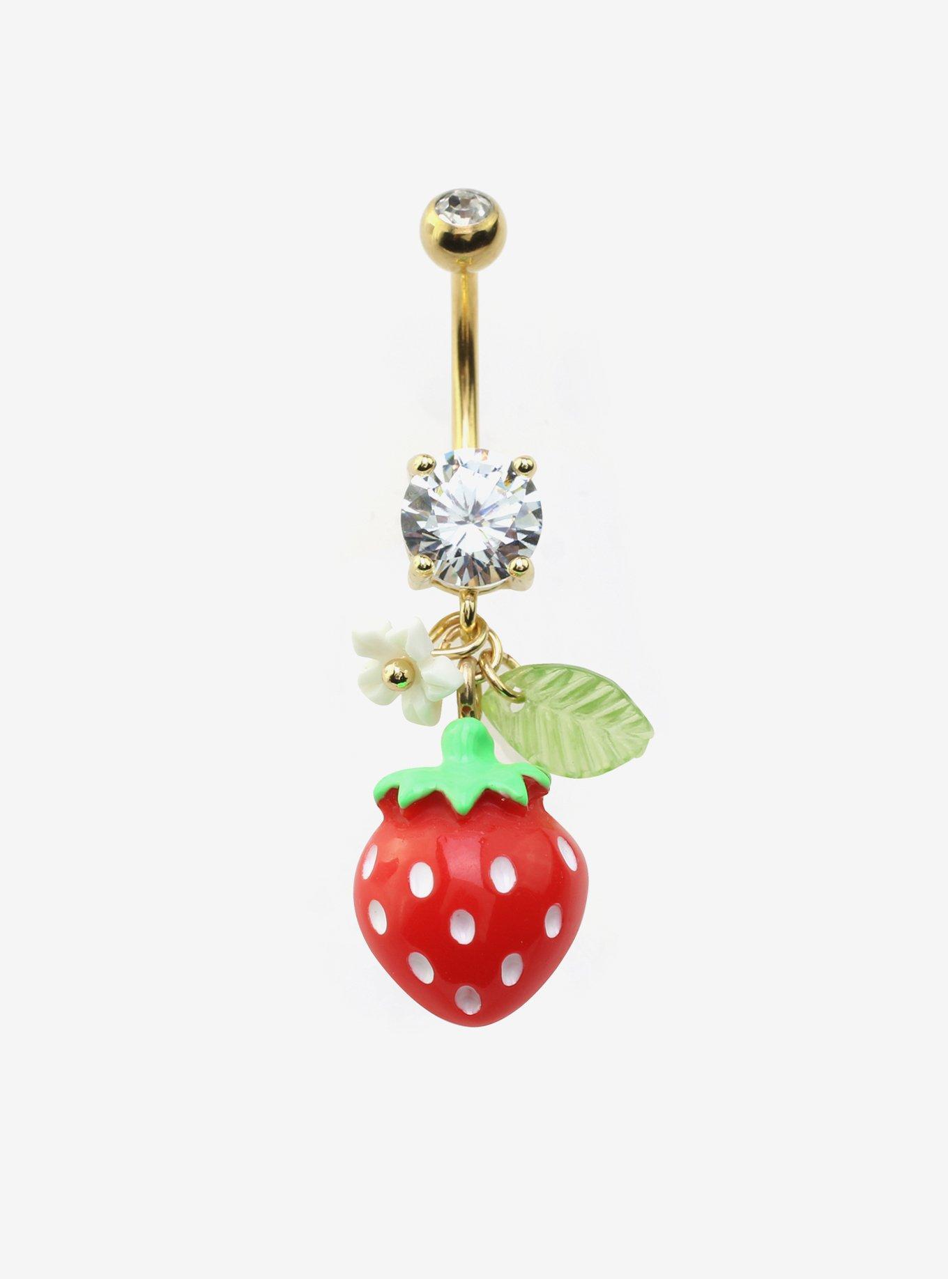 14G Steel Strawberry Navel Barbell, , hi-res
