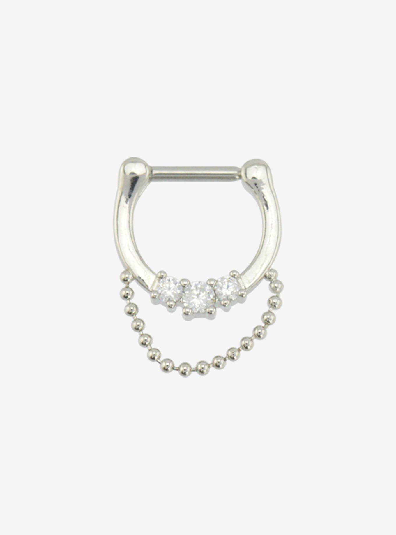 Steel Silver CZ Chain Clicker | Hot Topic