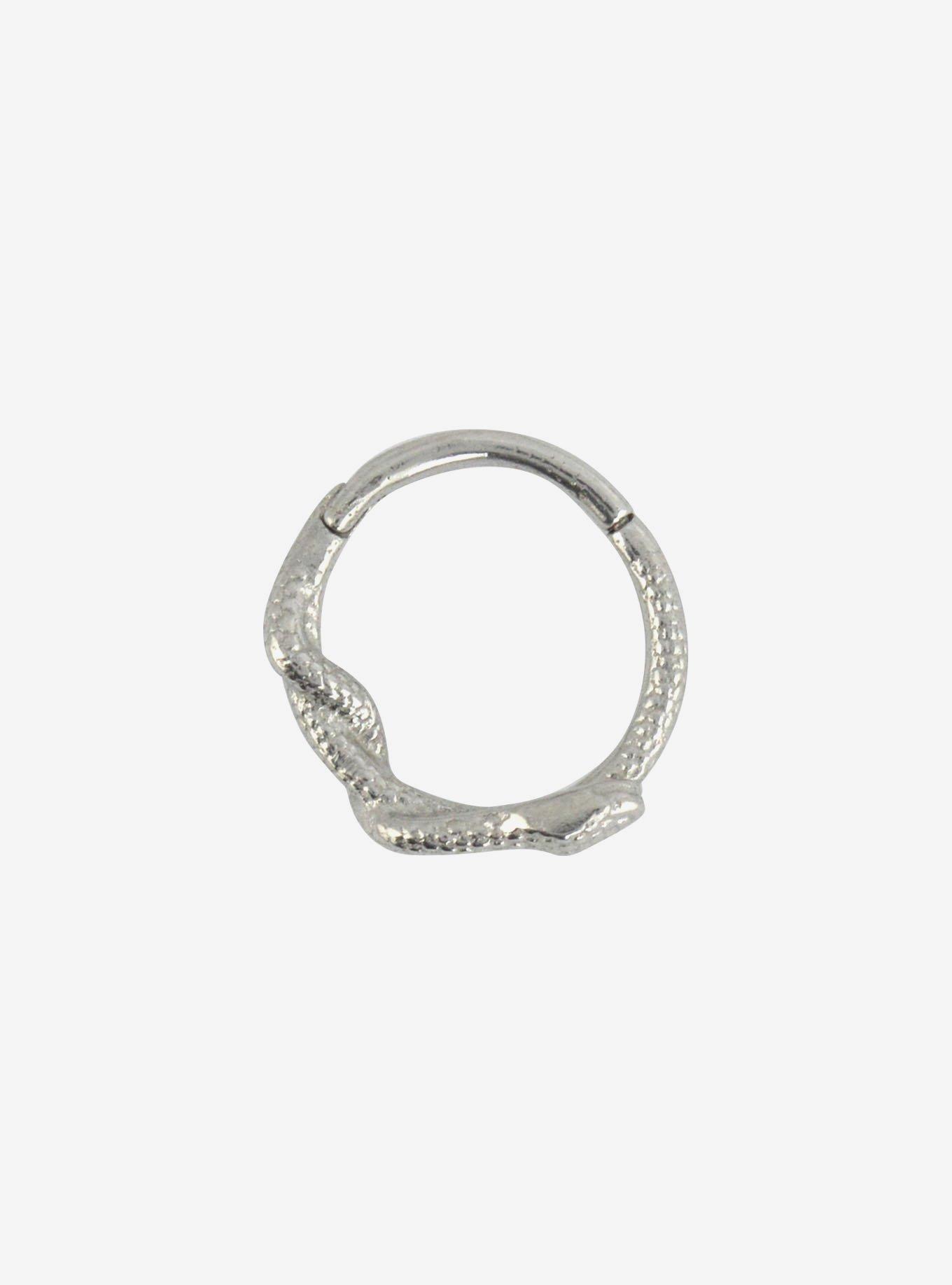 Steel Silver Snake Hinged Clicker, SILVER, hi-res