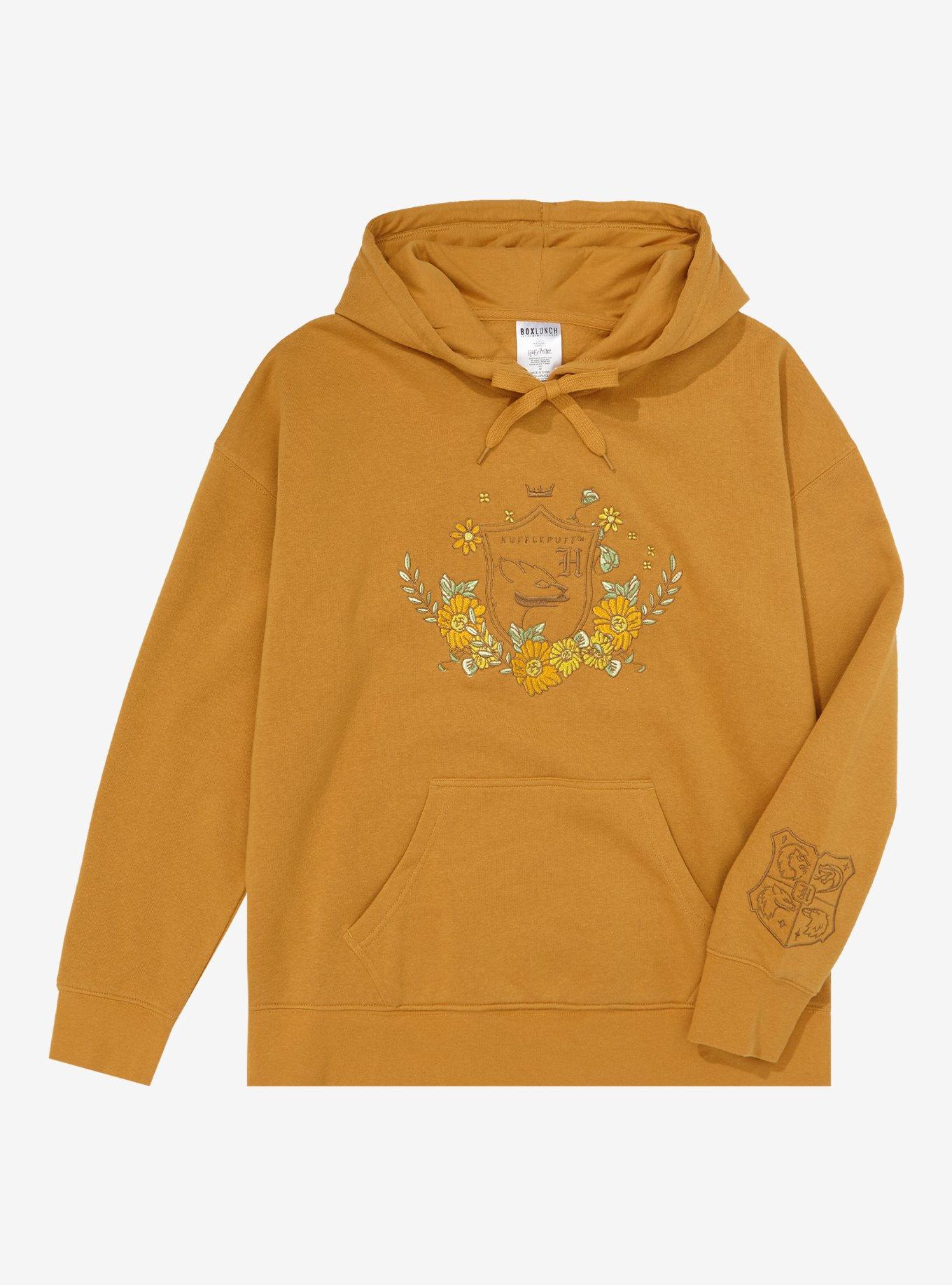 Harry Potter Floral Hufflepuff Crest Women's Hoodie - BoxLunch Exclusive, , hi-res