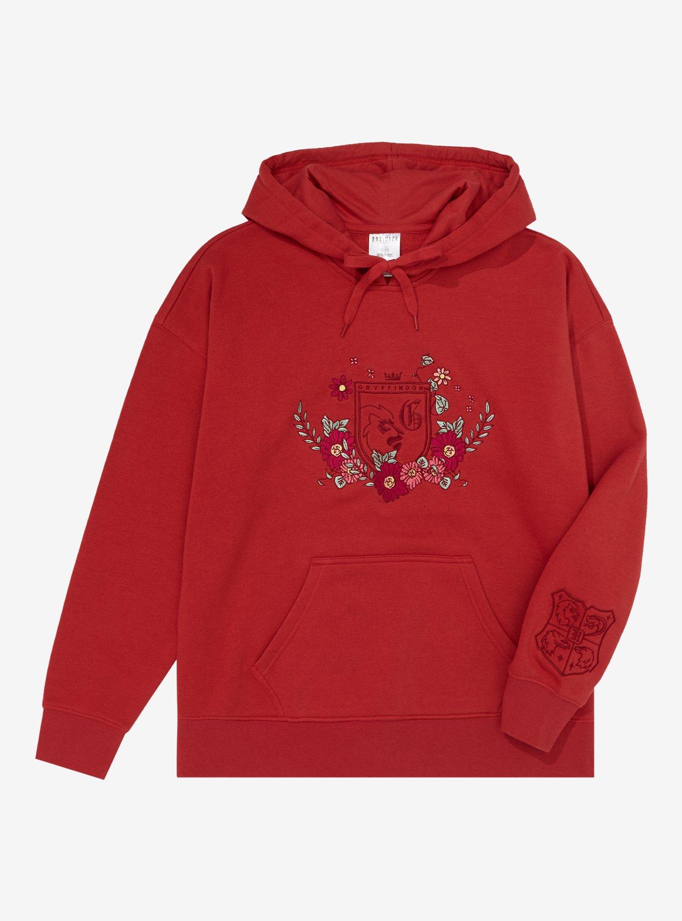 Harry Potter Floral Gryffindor Crest Women's Hoodie - BoxLunch Exclusive, LIGHT RED, hi-res