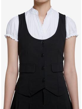 Social Collision Button Vest Twofer Girls Top, , hi-res
