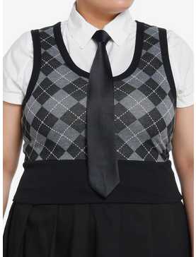 Social Collision Argyle Vest Girls Woven Twofer Plus Size, , hi-res