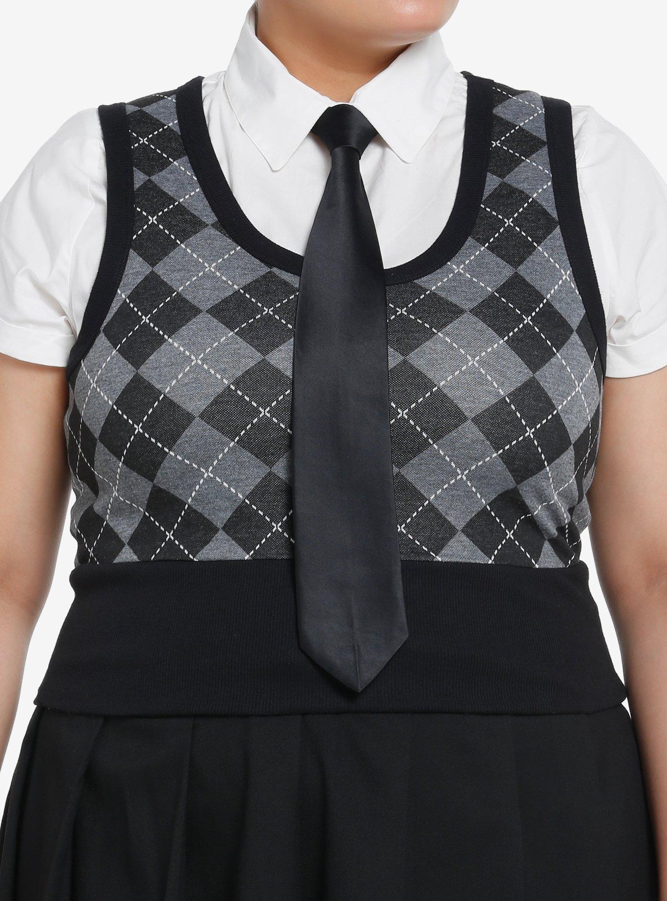 Social Collision Argyle Vest Girls Woven Twofer Plus Size, ARGYLE, hi-res