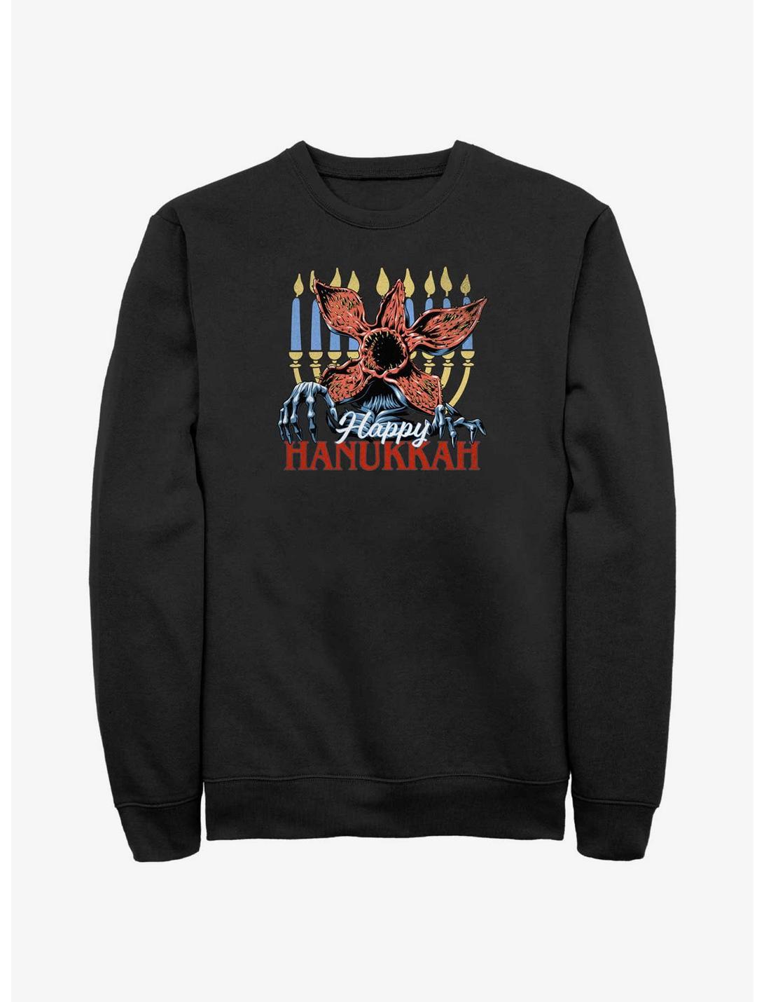 Stranger Things Demogorgon Happy Hanukkah Sweatshirt, BLACK, hi-res