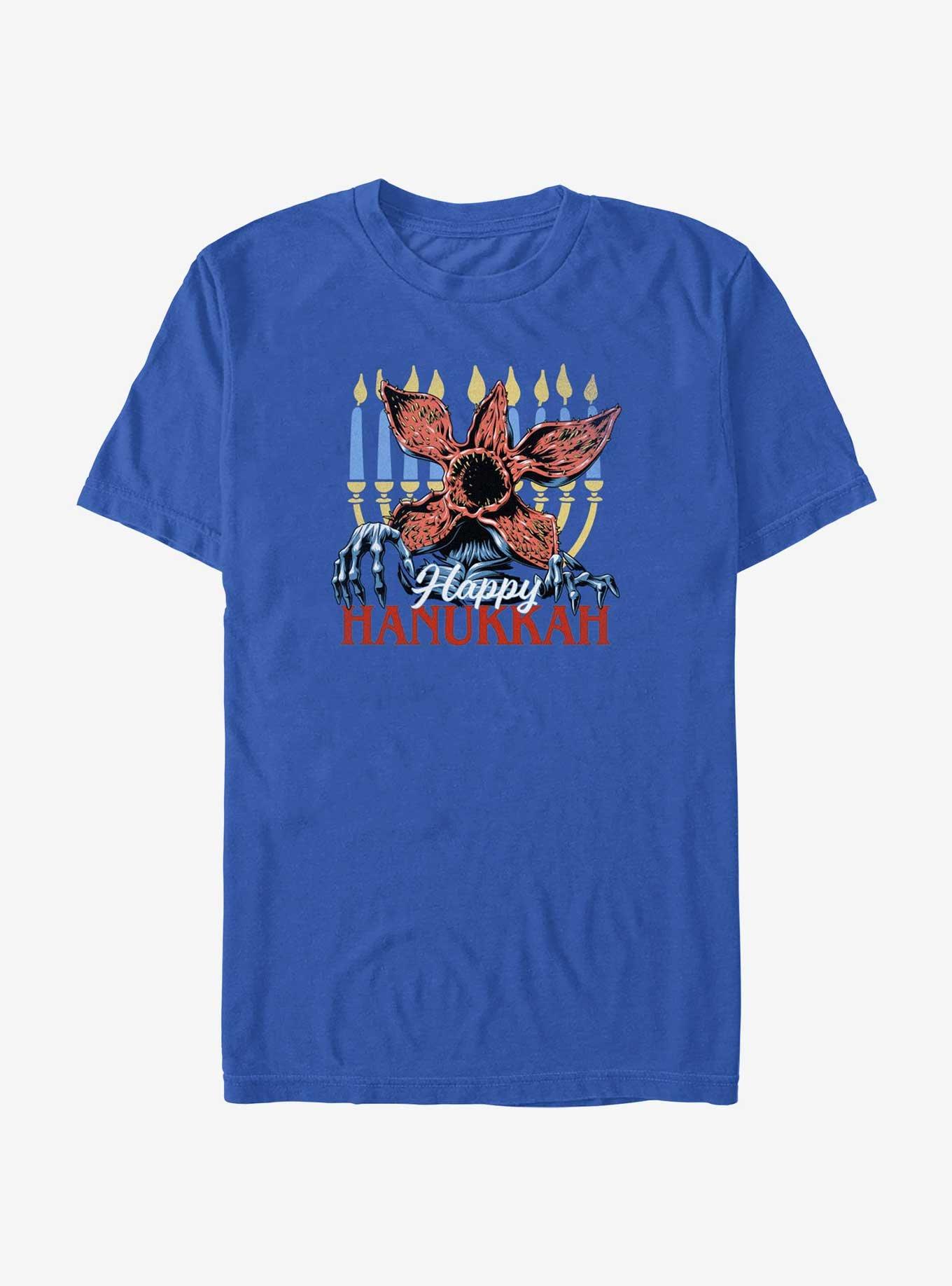 Stranger Things Demogorgon Happy Hanukkah T-Shirt, ROYAL, hi-res