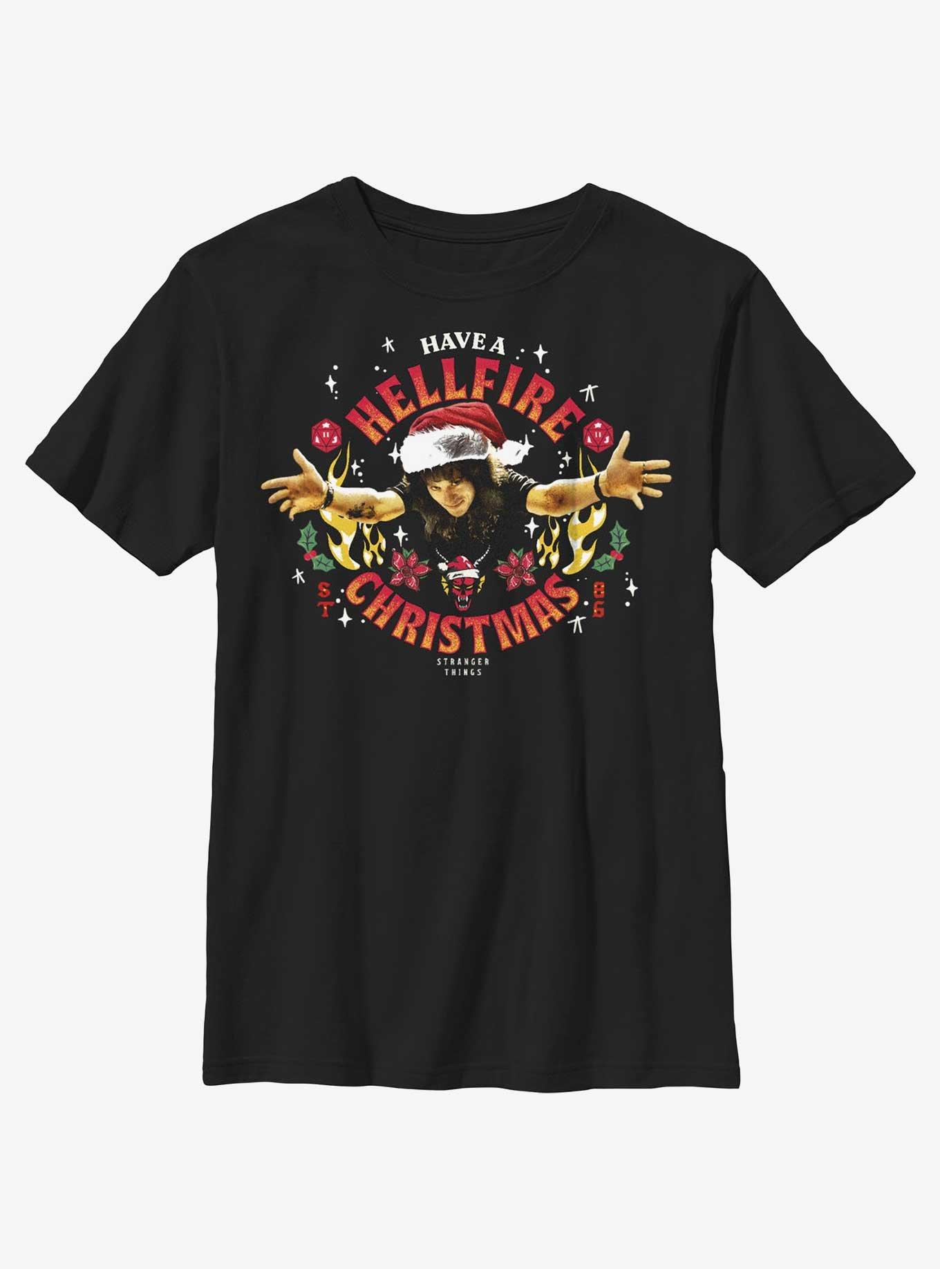 Stranger Things Hellfire Christmas Santa Eddie Youth T-Shirt, , hi-res