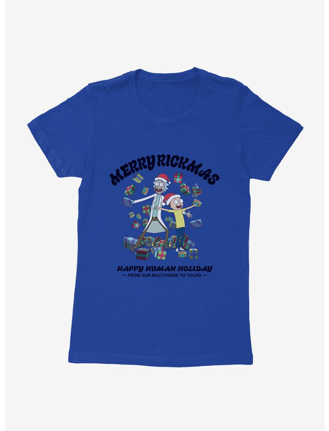 Rick And Morty Happy Human Holiday Womens T-Shirt, ROYAL, hi-res