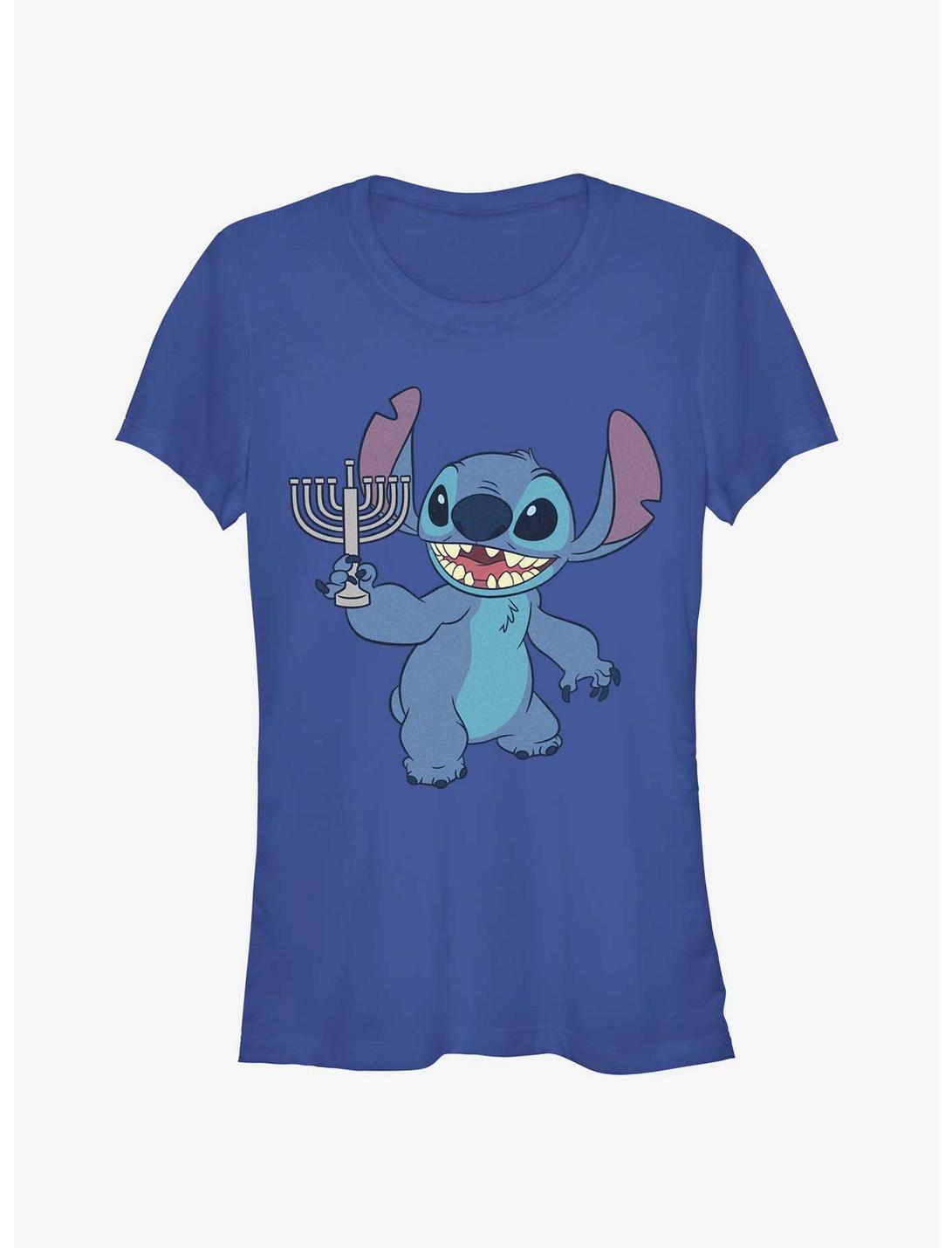 Disney Lilo & Stitch Hanukkah Menorah Girls T-Shirt, ROYAL, hi-res