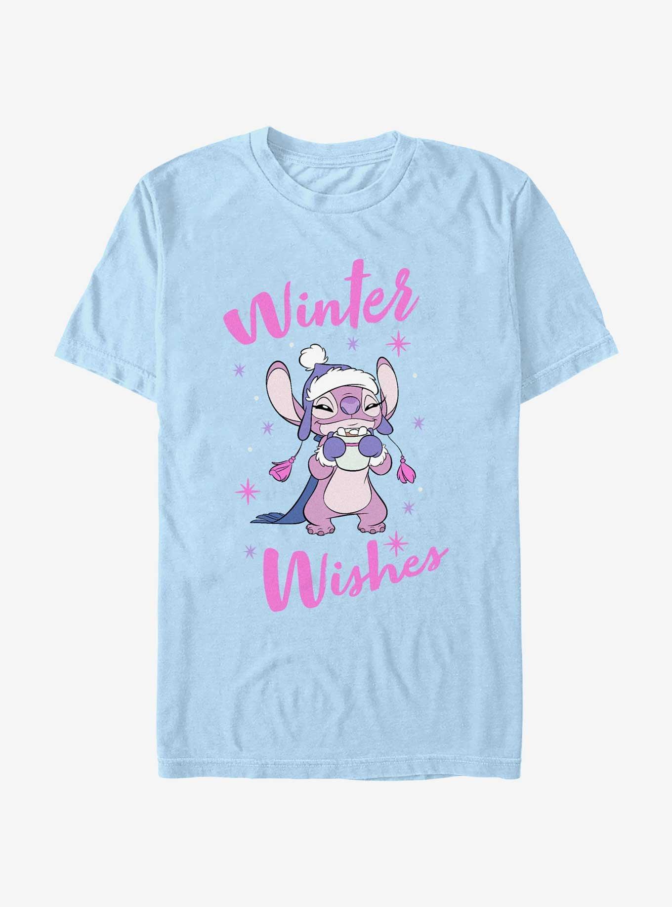 Disney Lilo & Stitch Angel Winter Wishes T-Shirt, LT BLUE, hi-res