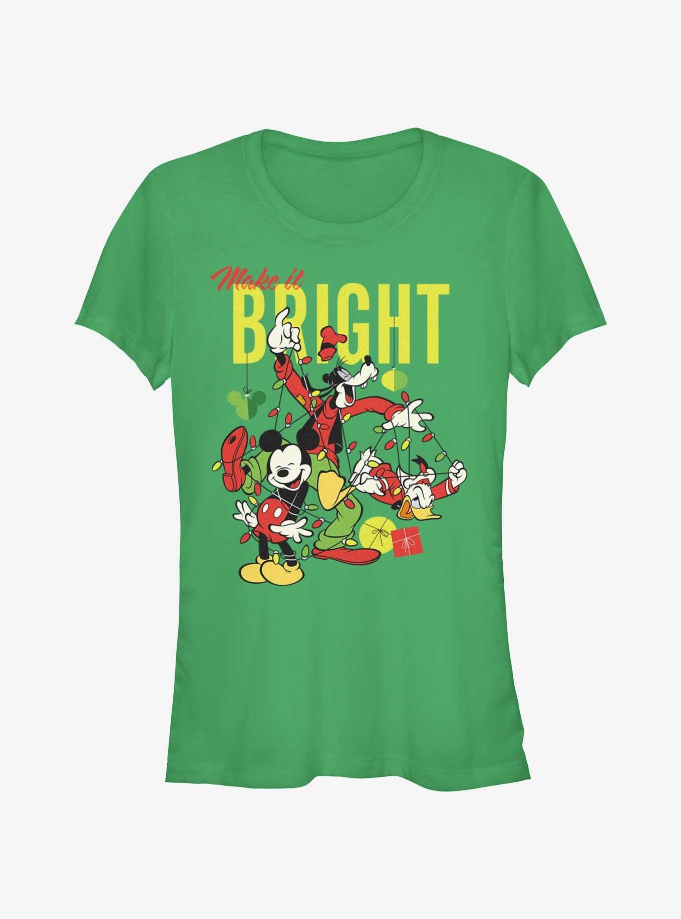 Disney Mickey Mouse Bright Christmas Mickey, Goofy, and Donald Girls T-Shirt, KELLY, hi-res