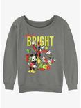 Disney Mickey Mouse Bright Christmas Mickey, Goofy, and Donald Girls Slouchy Sweatshirt, GRAY HTR, hi-res