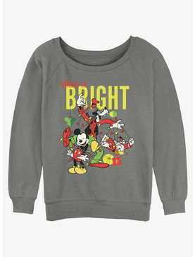 Disney Mickey Mouse Bright Christmas Mickey, Goofy, and Donald Girls Slouchy Sweatshirt, , hi-res