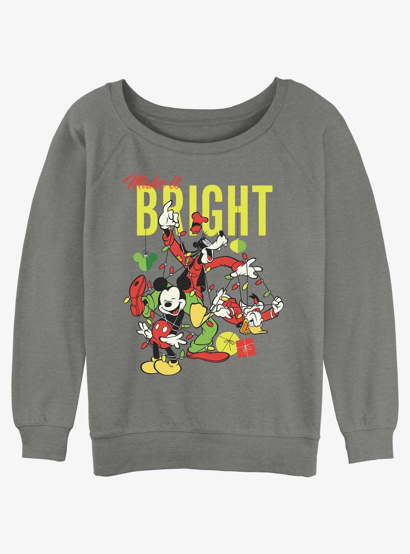 Disney Mickey Mouse Bright Christmas Mickey, Goofy, and Donald Girls Slouchy Sweatshirt, , hi-res