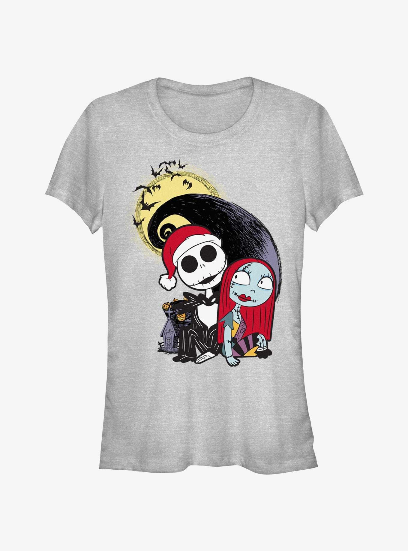 Disney The Nightmare Before Christmas Santa Jack and Sally Girls T-Shirt, ATH HTR, hi-res