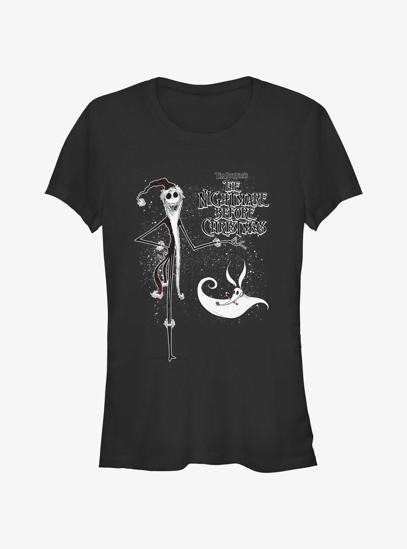 Disney The Nightmare Before Christmas Santa Jack and Zero Girls T-Shirt, BLACK, hi-res