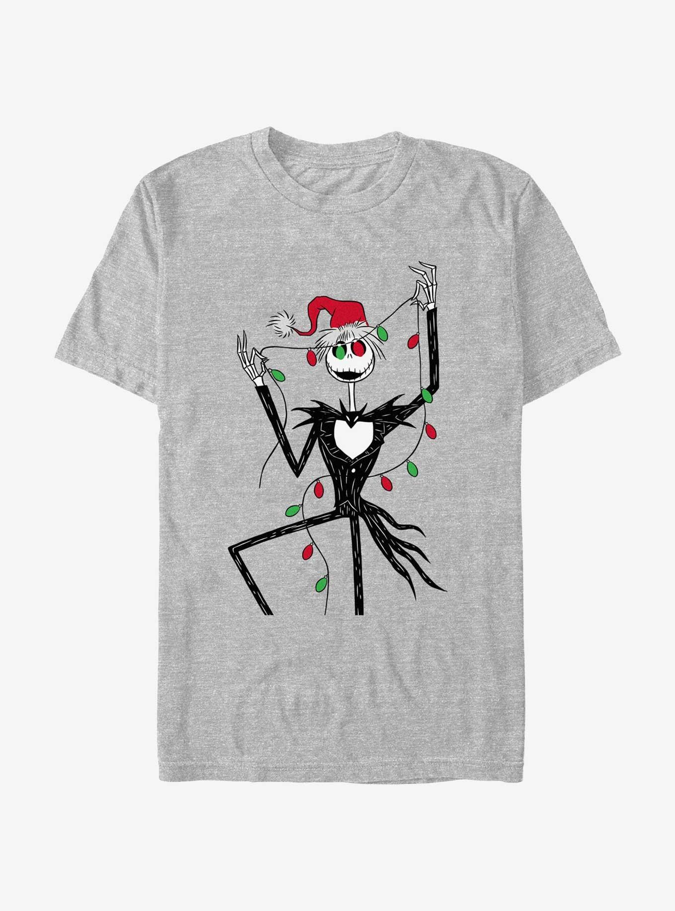 Disney The Nightmare Before Christmas Santa Jack Christmas Lights T-Shirt, ATH HTR, hi-res