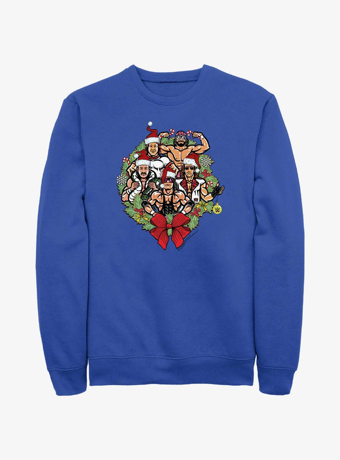 WWE Holiday Legends Wreath Sweatshirt, ROYAL, hi-res