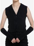 Cosmic Aura Black Fuzzy Girls Vest With Arm Warmers, BLACK, hi-res