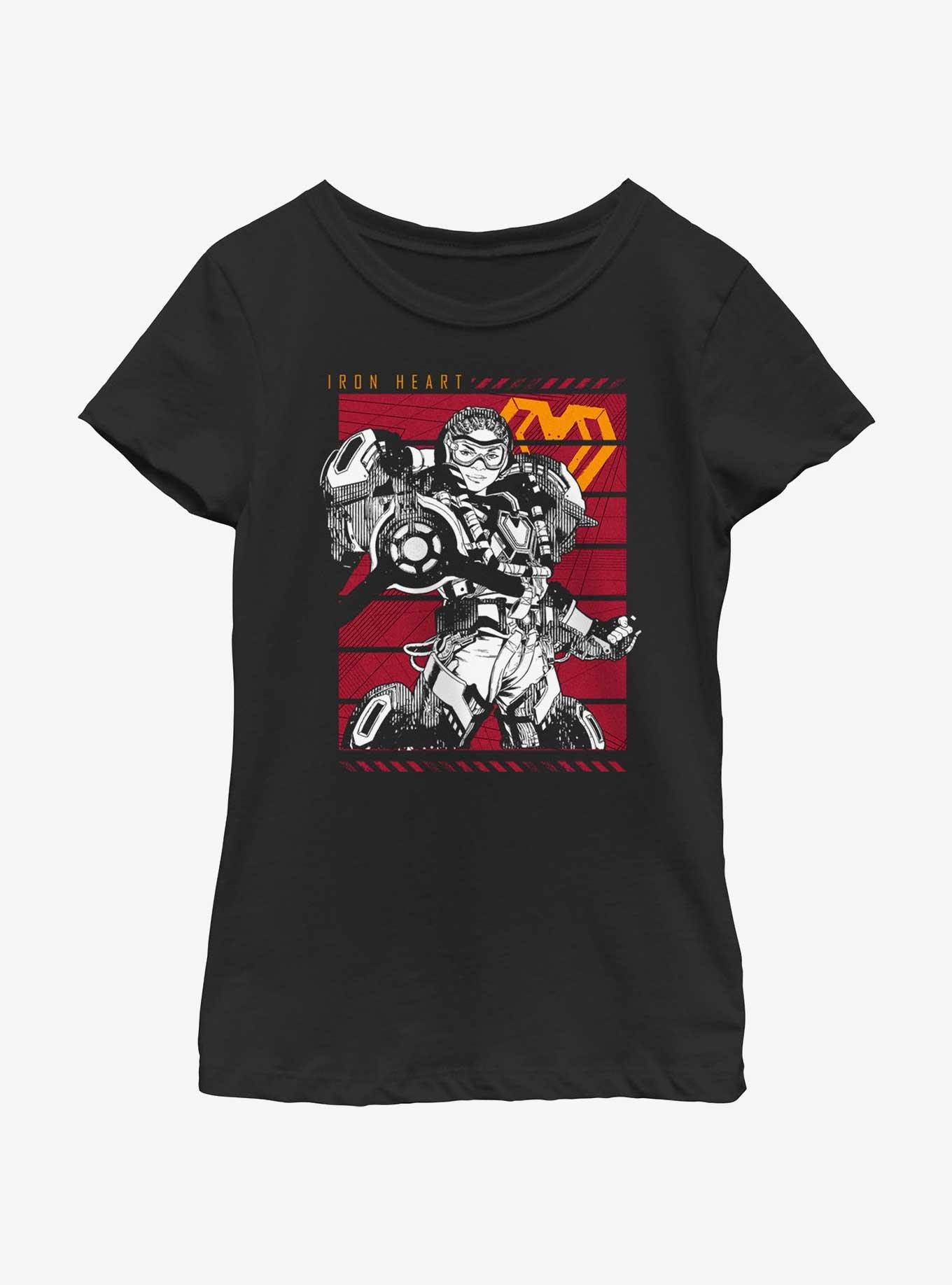 Marvel Black Panther: Wakanda Forever Ironheart Portrait Youth Girls T-Shirt Box Lunch Web Exclusive, BLACK, hi-res