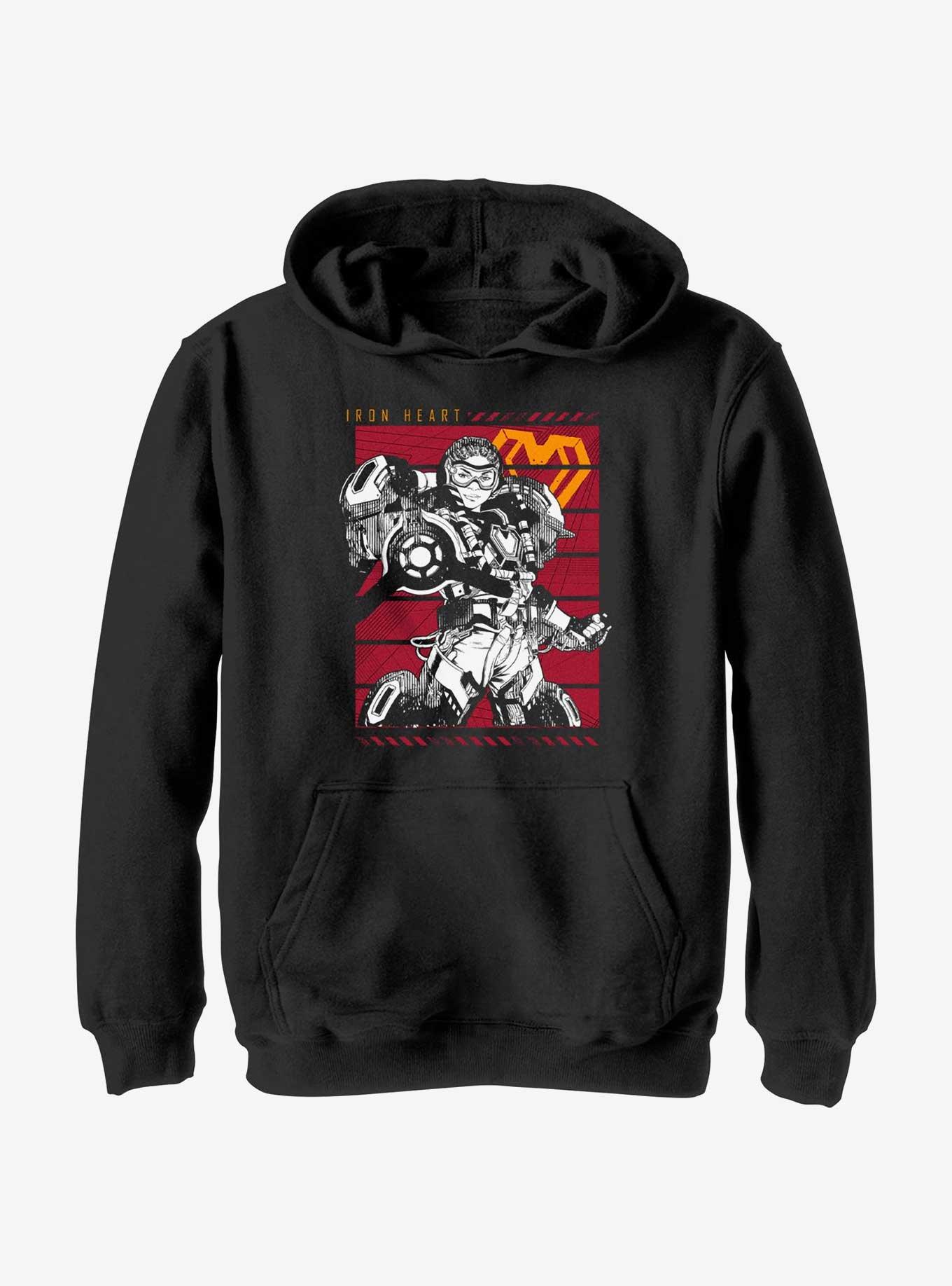 Marvel Black Panther: Wakanda Forever Ironheart Portrait Youth Hoodie Box Lunch Web Exclusive, BLACK, hi-res