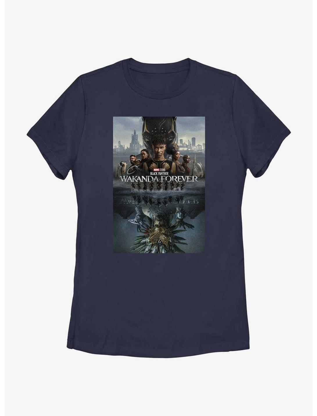 Marvel Black Panther: Wakanda Forever Poster Womens T-Shirt Her Universe Web Exclusive, NAVY, hi-res