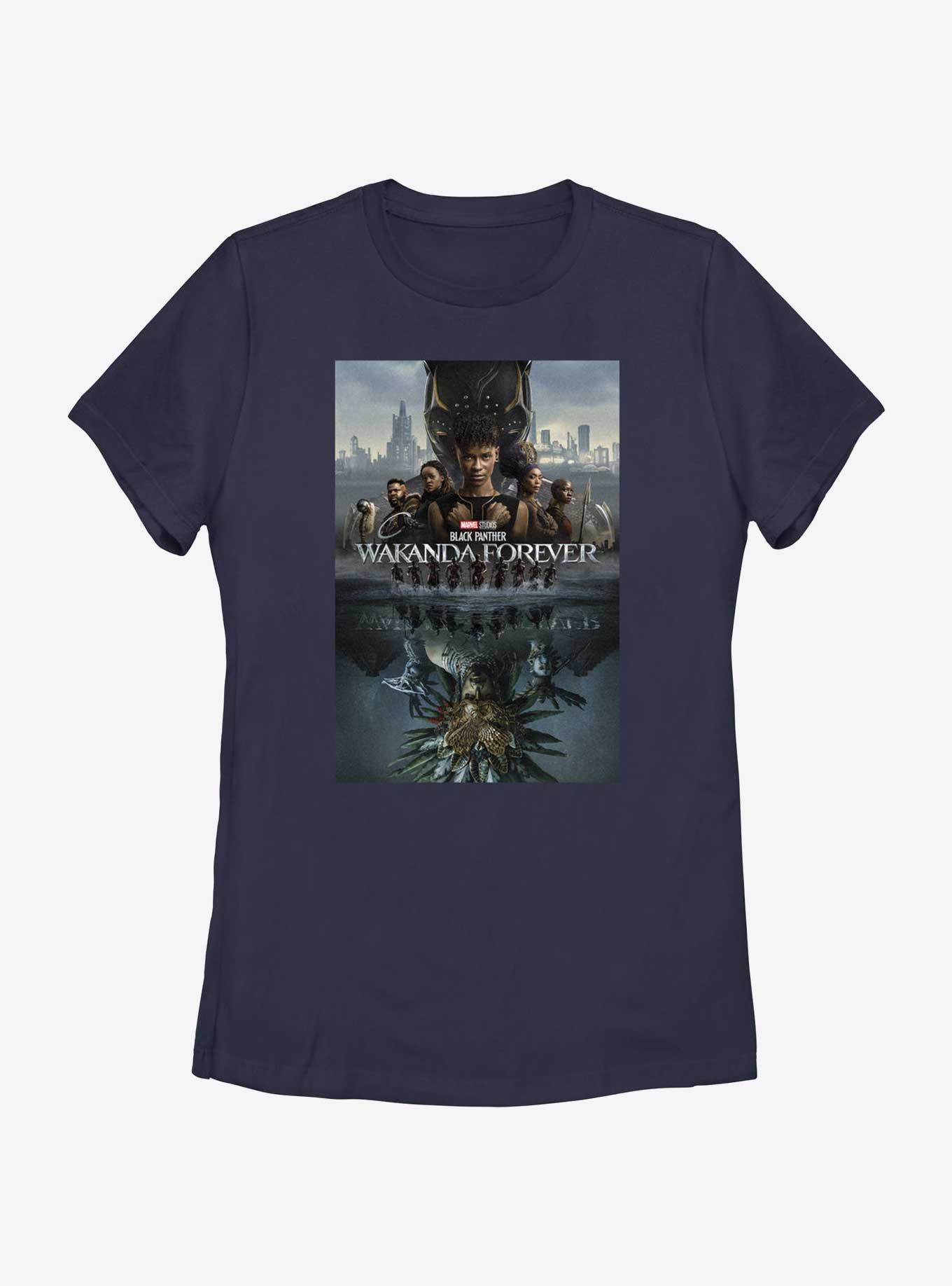 Marvel Black Panther: Wakanda Forever Poster Womens T-Shirt Her Universe Web Exclusive, NAVY, hi-res