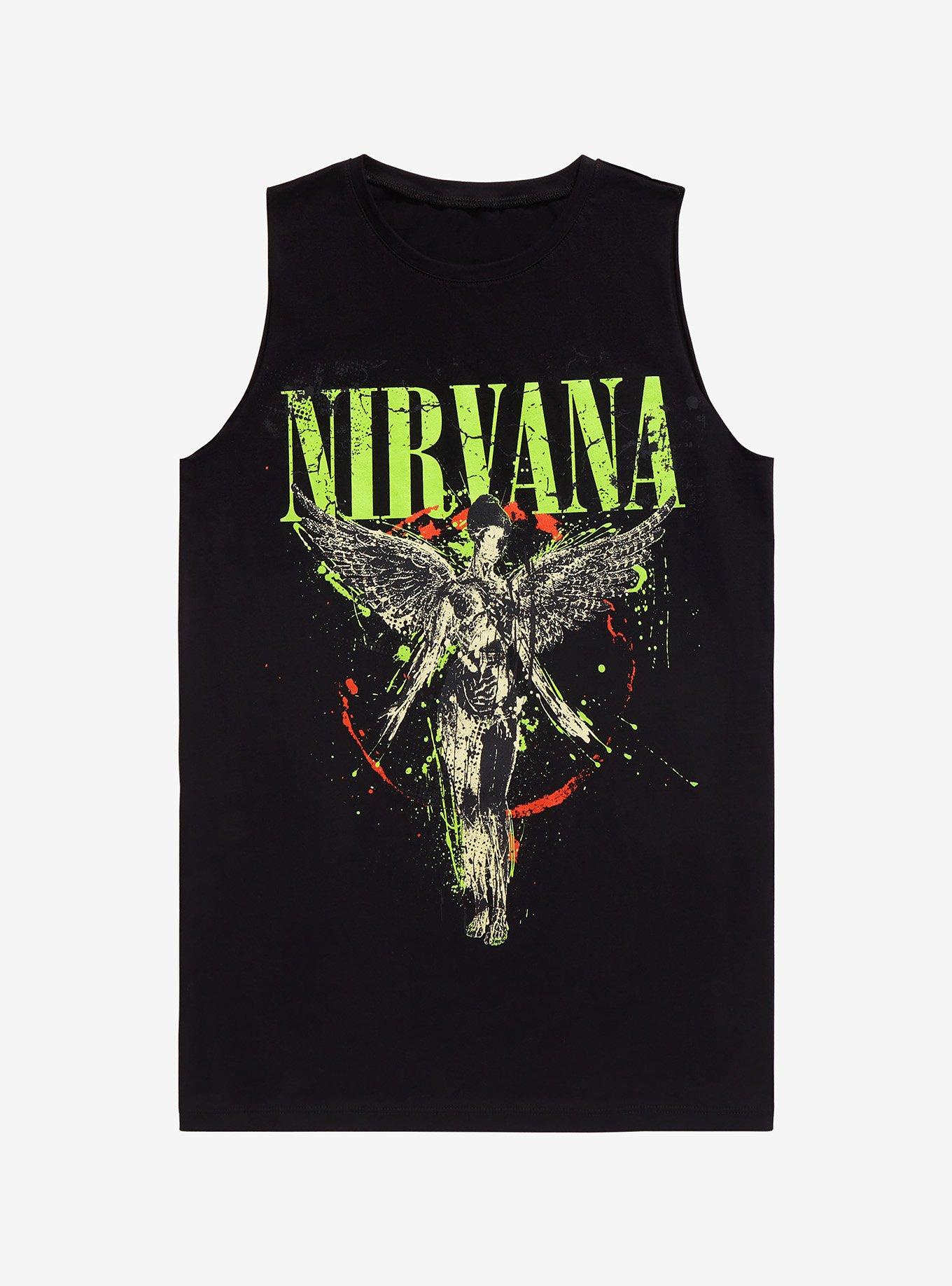 Nirvana In Utero Splatter Muscle Tank Top, BLACK, hi-res