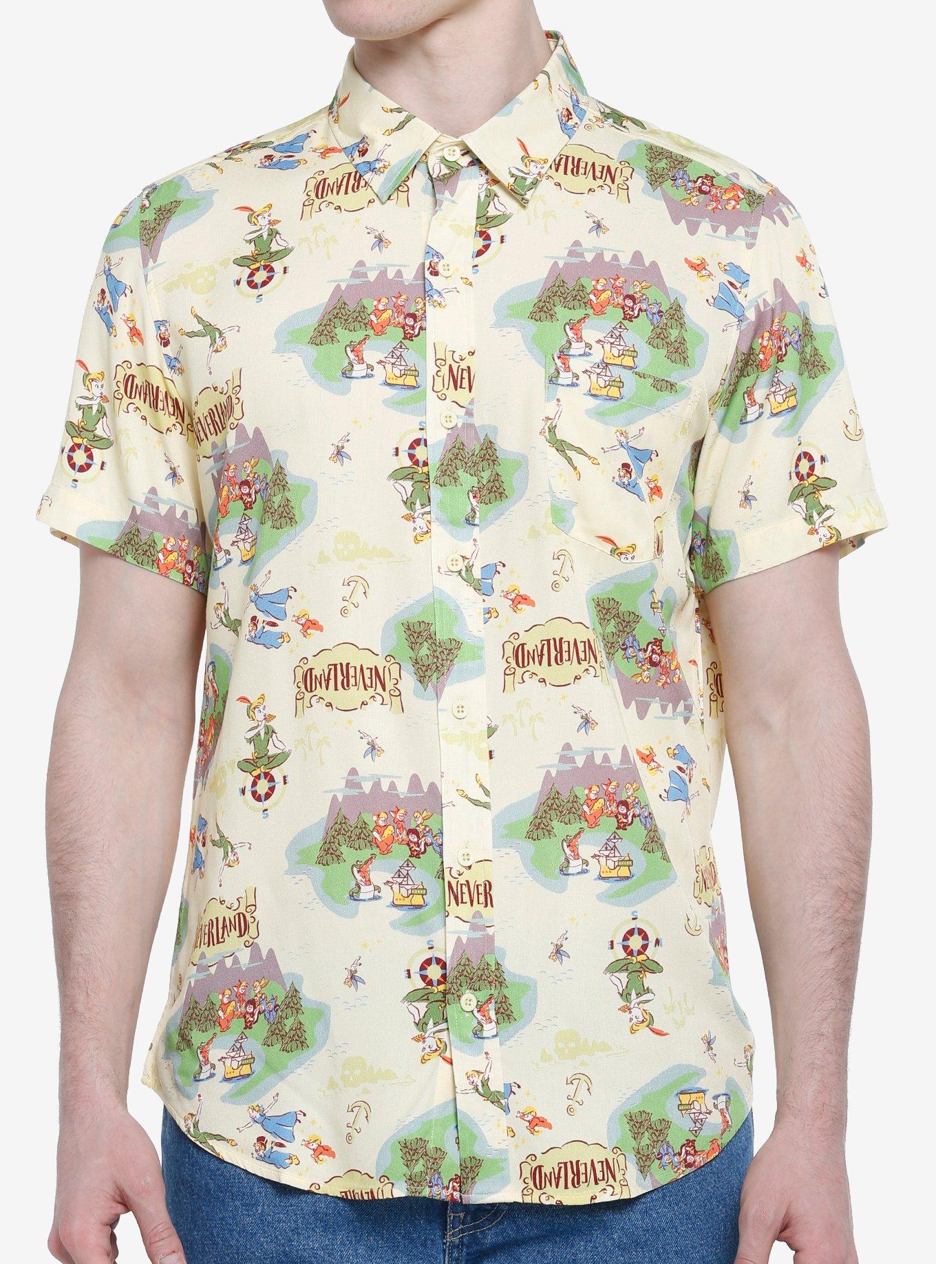 Disney Peter Pan Never Land Map Woven Button-Up, MULTI, hi-res