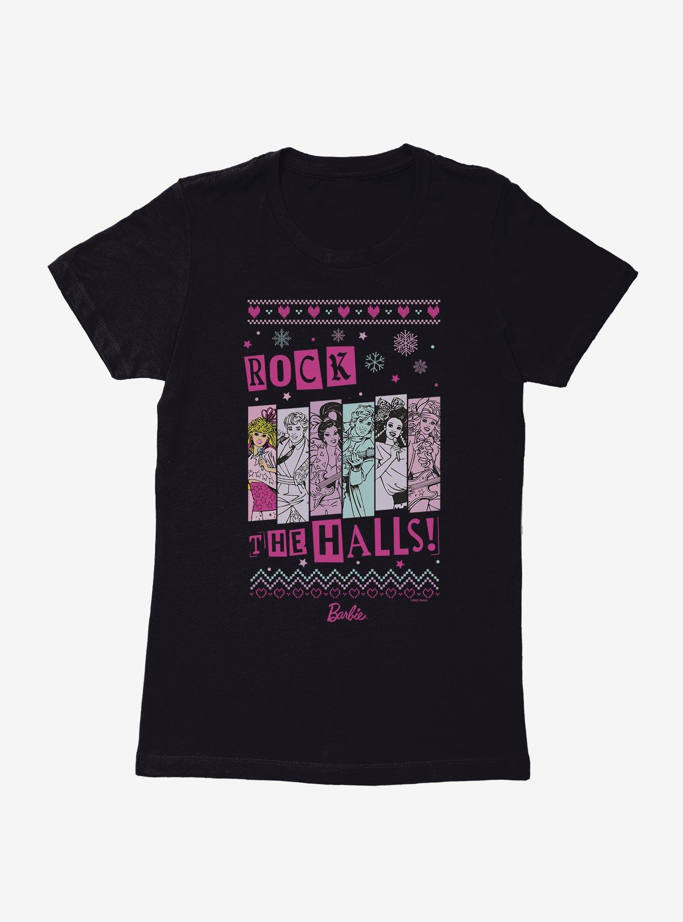 Barbie Rock The Halls Ugly Christmas Womens T-Shirt, , hi-res