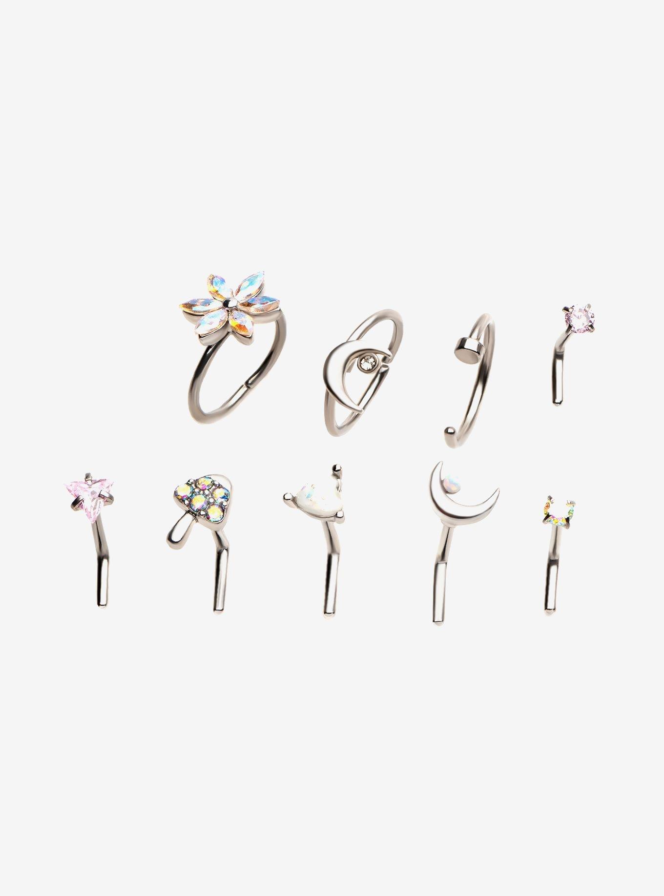 Steel Celestial Mushroom Stud & Hoop 9 Pack, , hi-res