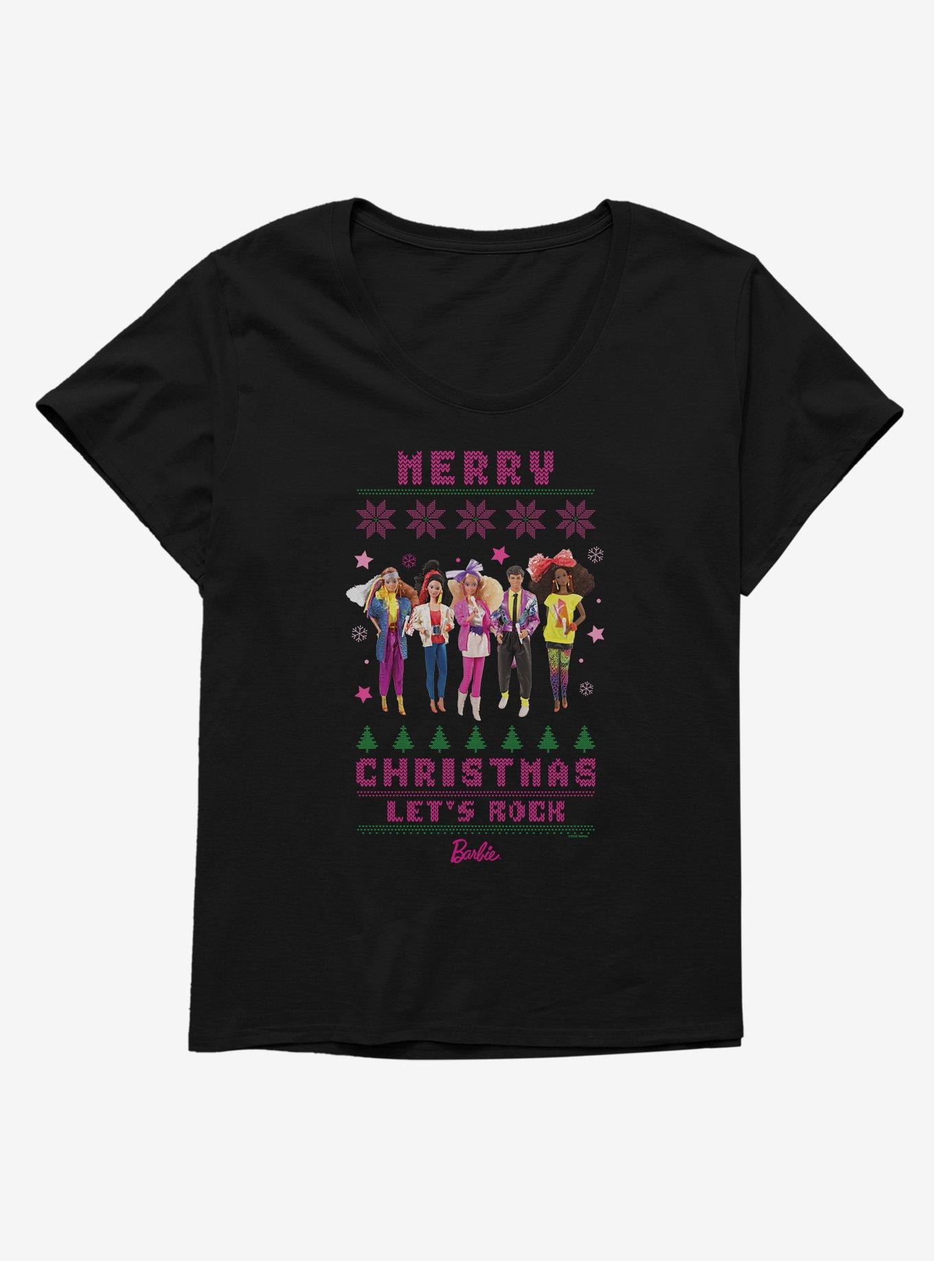 Barbie Merry Christmas Let s Rock Ugly Holiday Womens T Shirt Plus