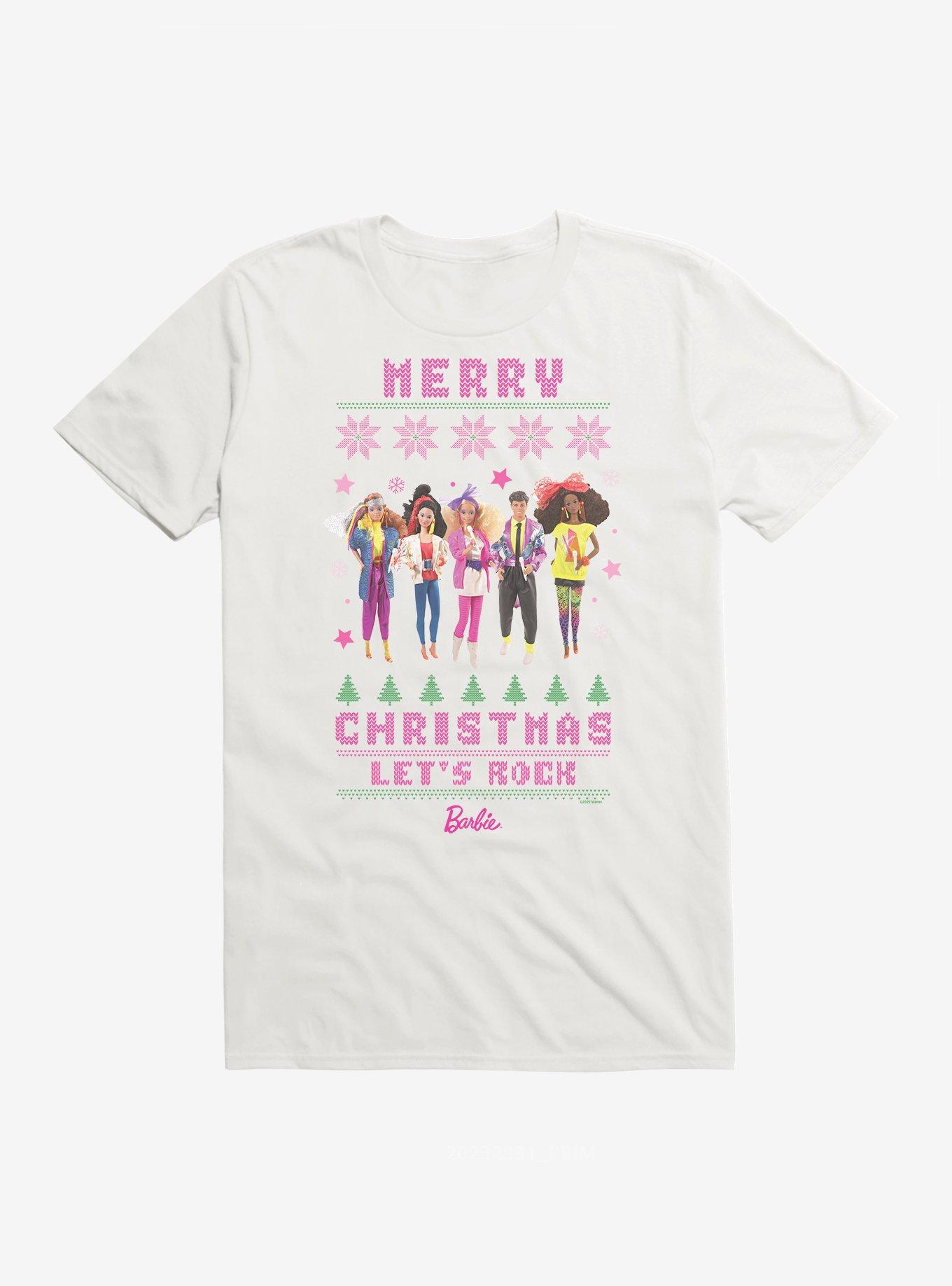 Barbie Merry Christmas Let's Rock Ugly Christmas Pattern T-Shirt, , hi-res
