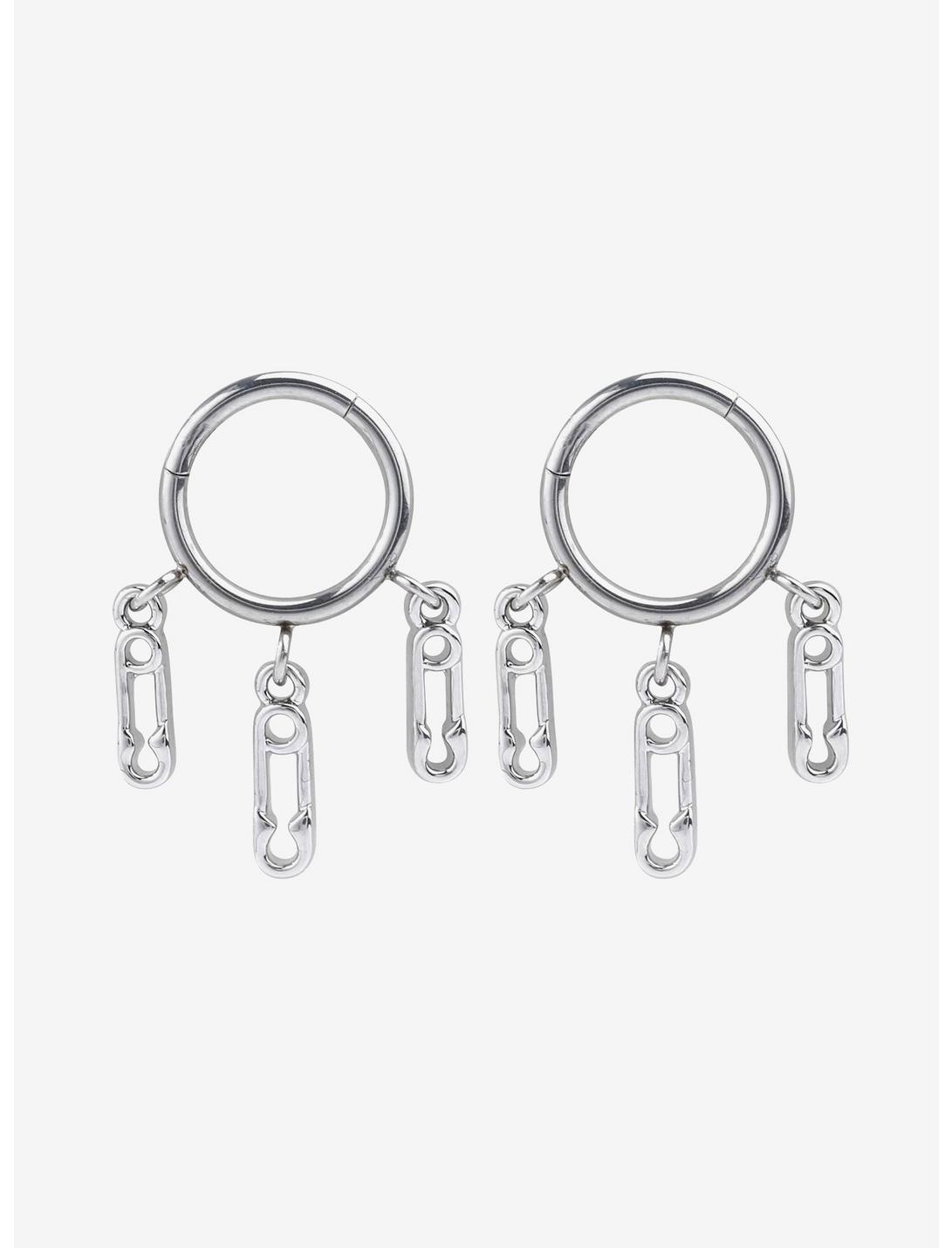 Steel Silver Safety Pin Hinged Clicker 2 Pack, SILVER, hi-res