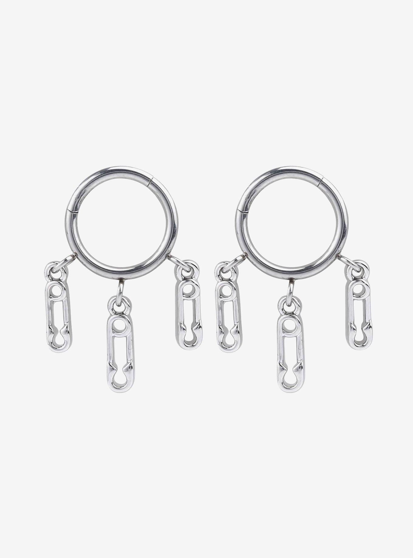 Steel Silver Safety Pin Hinged Clicker 2 Pack, SILVER, hi-res