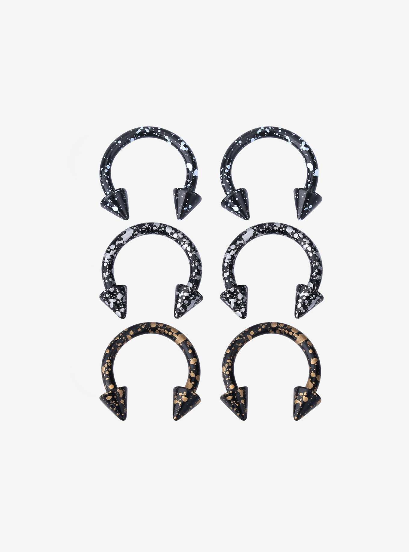 Steel Black Multicolor Splatter Circular Barbell 3 Pack, , hi-res