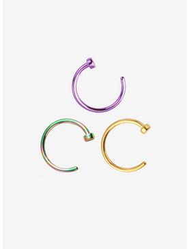 Steel Anodized Open Nose Hoop 3 Pack, , hi-res